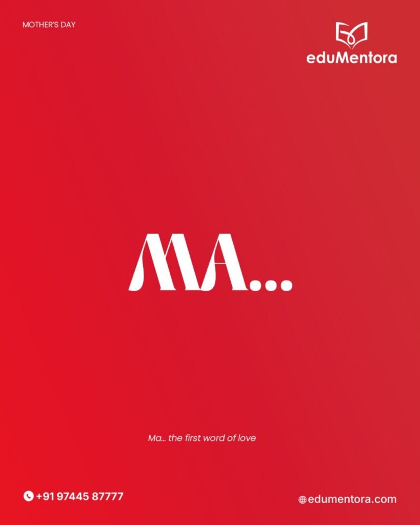 Red backgound and white font write MA...